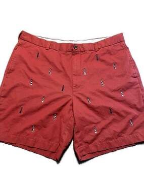 Brooks Brothers 346 Lighthouse Embroidered Shorts Red Size 42 Preppy Resort